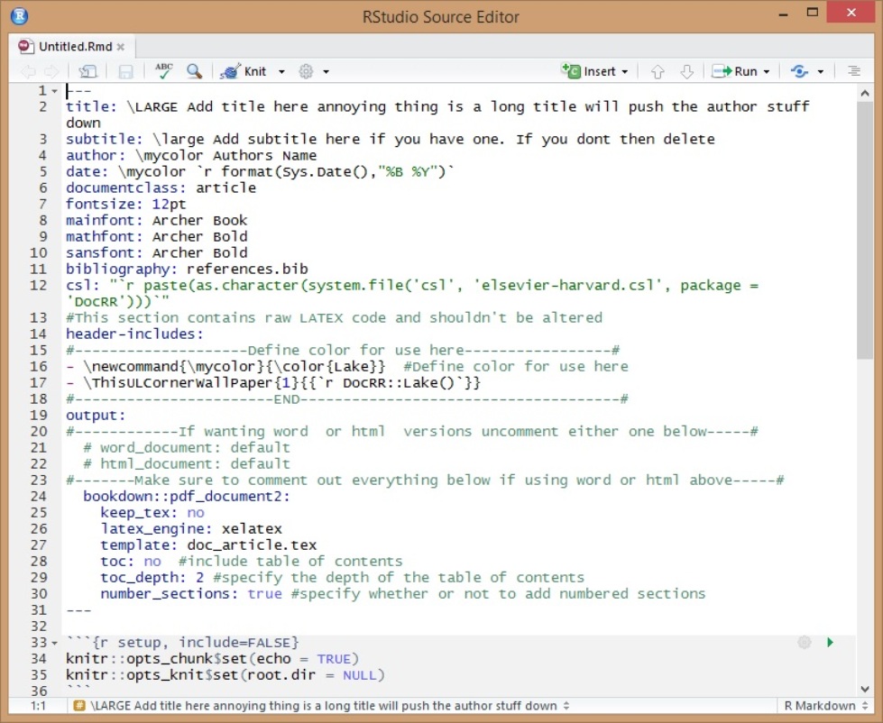 YAML heading in 'docarticle' PDF template