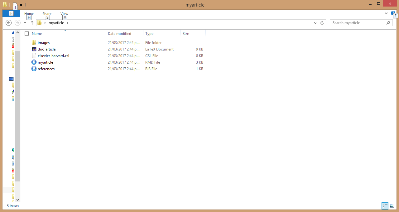 The folder structure automatically created when a template is loaded.